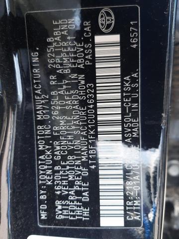 Photo 10 from auction – 2012 TOYOTA CAMRY BASE with VIN 4T1BF1FK1CU046323