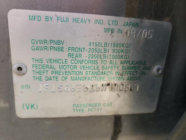 Photo 10 from auction – 2006 SUBARU FORESTER 2 with VIN JF1SG65616H730567