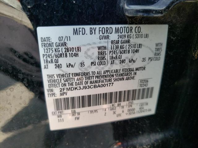 Photo 10 from auction – 2012 FORD EDGE SEL with VIN 2FMDK3J93CBA00177