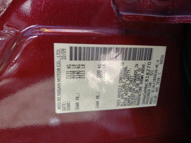 Photo 10 from auction – 2010 NISSAN MAXIMA S with VIN 1N4AA5AP8AC818270