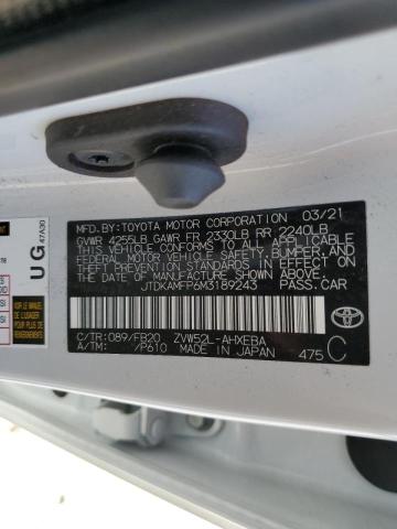 Photo 10 from auction – 2021 TOYOTA PRIUS with VIN JTDKAMFP6M3189243