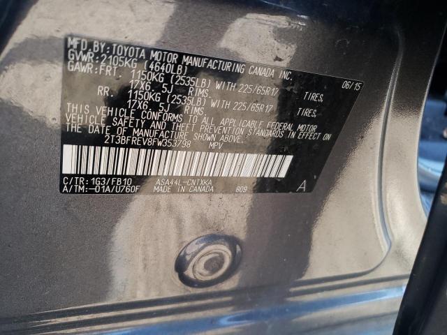 Photo 10 from auction – 2015 TOYOTA RAV4 LE with VIN 2T3BFREV8FW353798