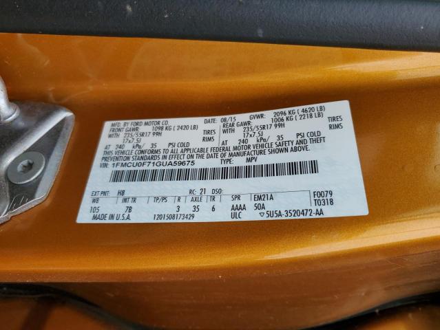 Photo 10 from auction – 2016 FORD ESCAPE S with VIN 1FMCU0F71GUA59675