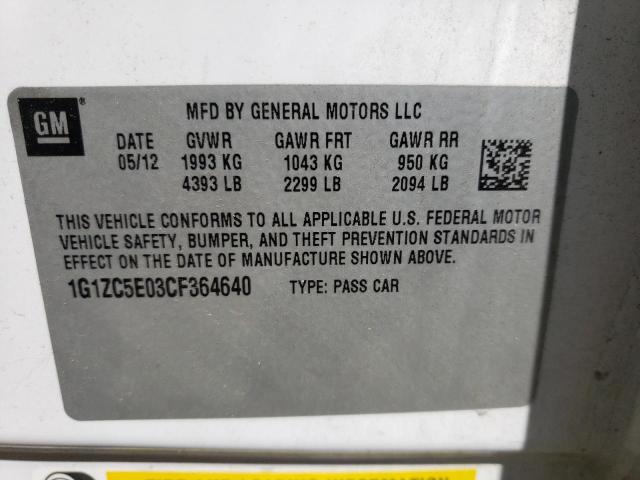 Photo 10 from auction – 2012 CHEVROLET MALIBU 1LT with VIN 1G1ZC5E03CF364640