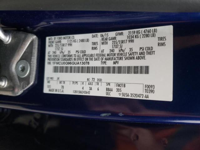Photo 10 from auction – 2016 FORD ESCAPE SE with VIN 1FMCU0G96GUA13078