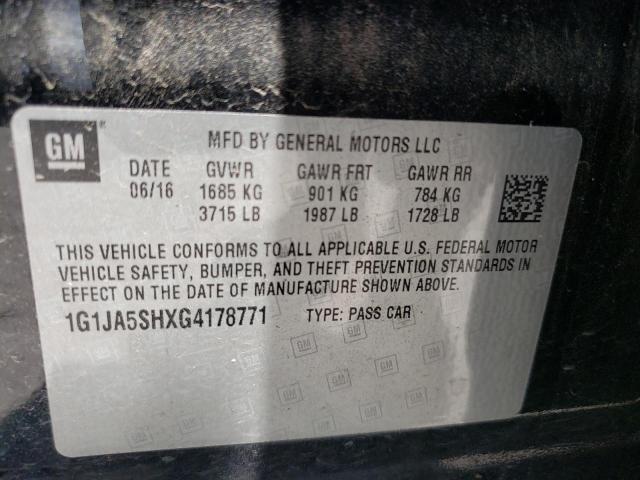 Photo 10 from auction – 2016 CHEVROLET SONIC LS with VIN 1G1JA5SHXG4178771