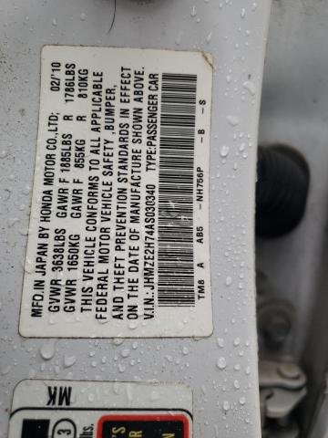 Photo 10 from auction – 2010 HONDA INSIGHT with VIN JHMZE2H74AS030340