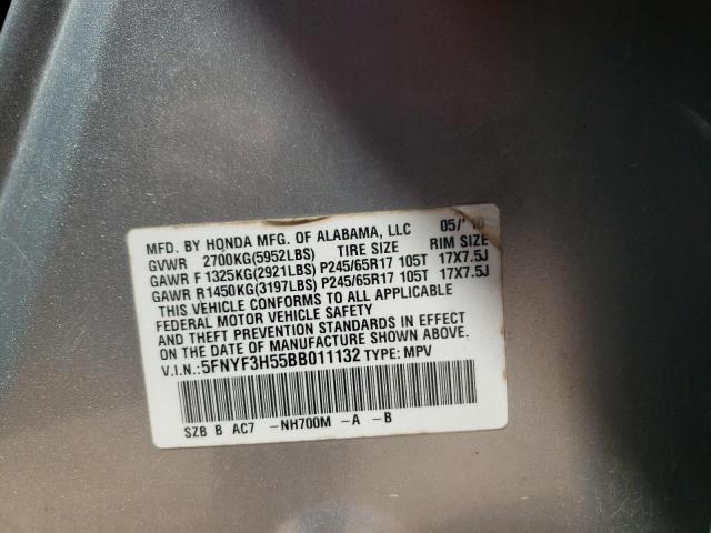 Photo 10 from auction – 2011 HONDA PILOT EXL with VIN 5FNYF3H55BB011132