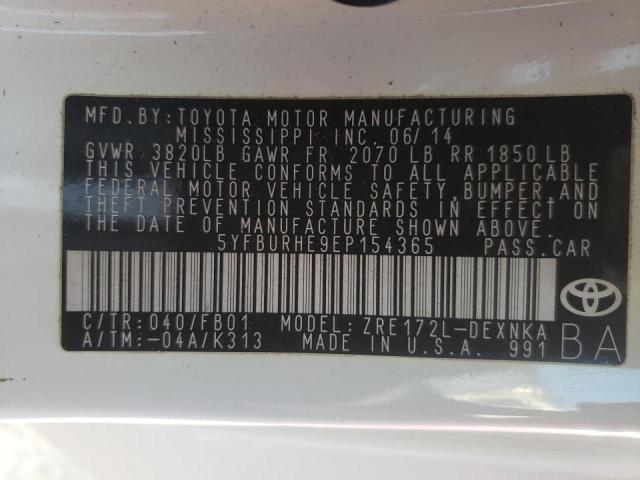 Photo 10 from auction – 2014 TOYOTA COROLLA L with VIN 5YFBURHE9EP154365