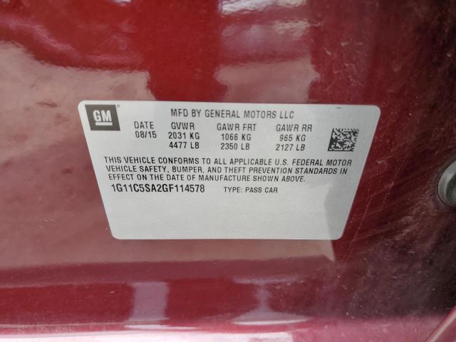 Photo 10 from auction – 2016 CHEVROLET MALIBU LIM with VIN 1G11C5SA2GF114578