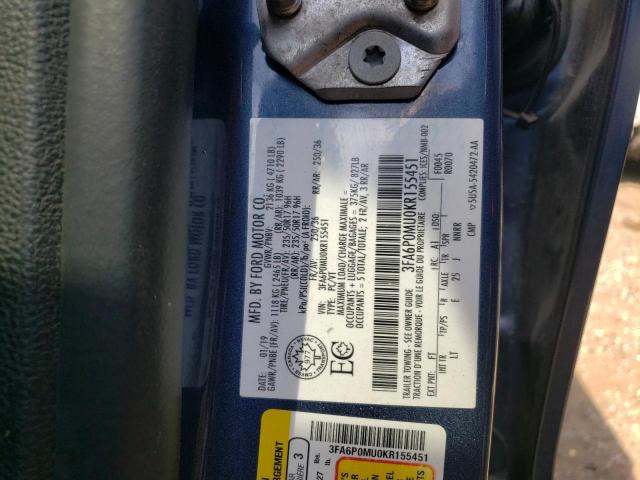 Photo 10 from auction – 2019 FORD FUSION SEL with VIN 3FA6P0MU0KR155451