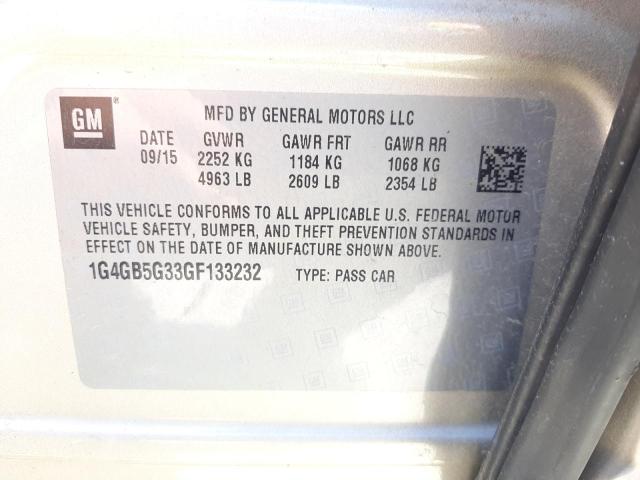 Photo 10 from auction – 2016 BUICK LACROSSE with VIN 1G4GB5G33GF133232