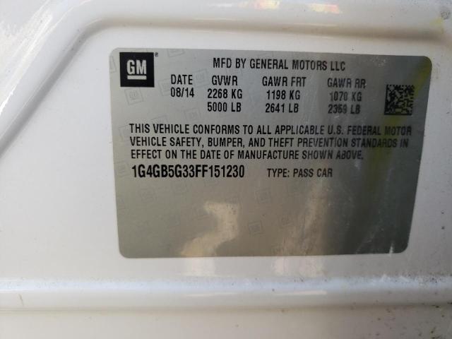 Photo 10 from auction – 2015 BUICK LACROSSE with VIN 1G4GB5G33FF151230