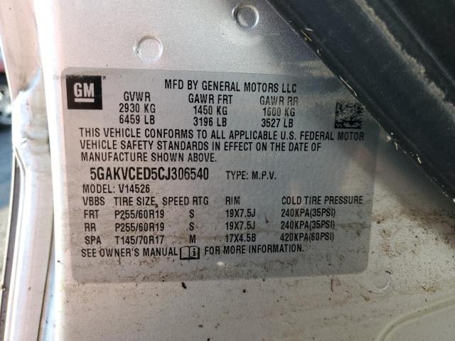 Photo 10 from auction – 2012 BUICK ENCLAVE with VIN 5GAKVCED5CJ306540