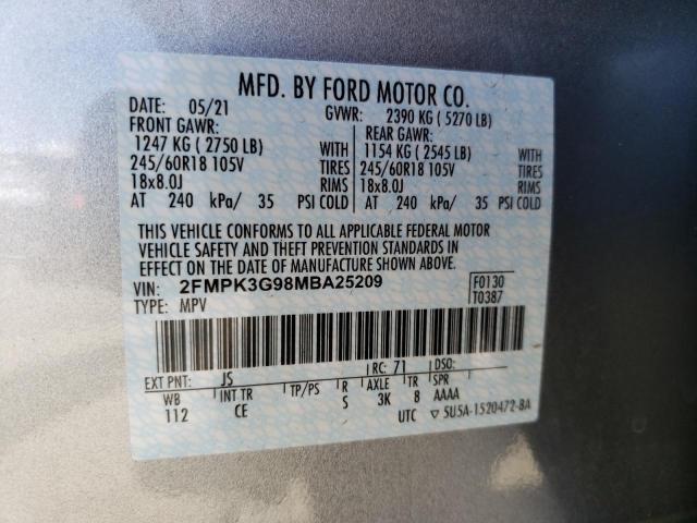 Photo 10 from auction – 2021 FORD EDGE SE with VIN 2FMPK3G98MBA25209