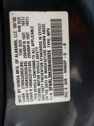 Photo 10 from auction – 2006 HONDA ODYSSEY EX with VIN 5FNRL38636B403926