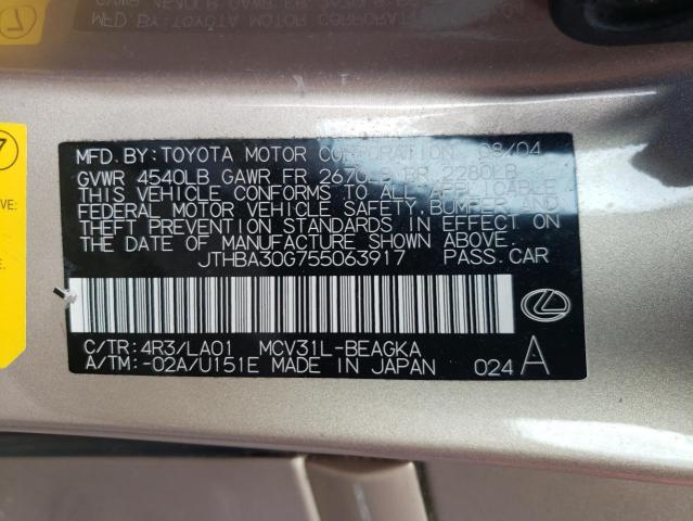 Photo 10 from auction – 2005 LEXUS ES 330 with VIN JTHBA30G755063917