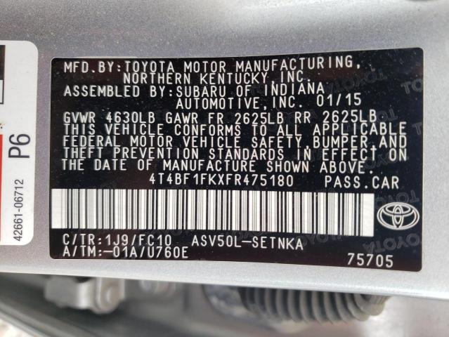 Photo 10 from auction – 2015 TOYOTA CAMRY LE with VIN 4T4BF1FKXFR475180