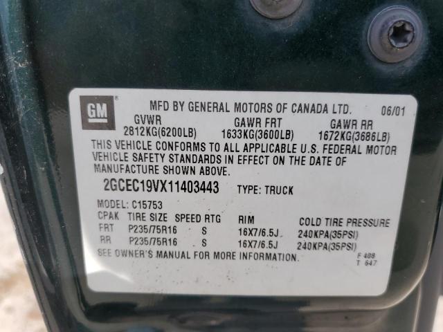 Photo 10 from auction – 2001 CHEVROLET SILVERADO with VIN 2GCEC19VX11403443