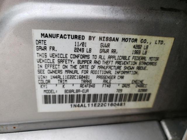 Photo 10 from auction – 2002 NISSAN ALTIMA with VIN 1N4AL11E22C160481