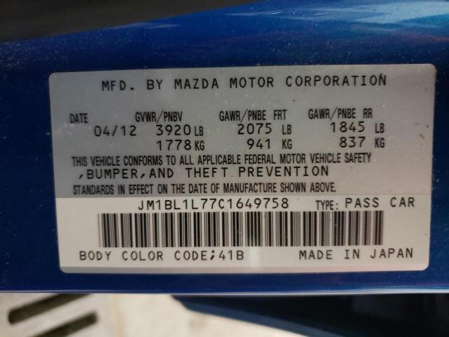 Photo 10 from auction – 2012 MAZDA 3 with VIN JM1BL1L77C1649758