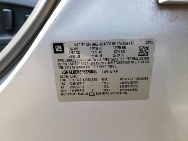 Photo 10 from auction – 2015 CHEVROLET EQUINOX LT with VIN 2GNALBEK6F6328063