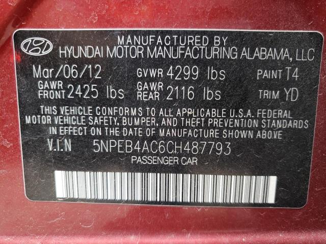 Photo 10 from auction – 2012 HYUNDAI SONATA GLS with VIN 5NPEB4AC6CH487793