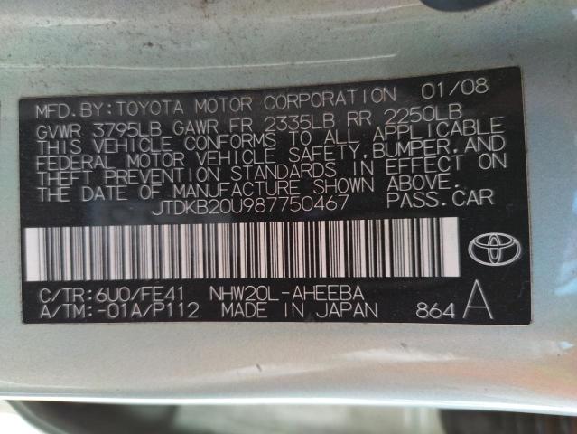 Photo 10 from auction – 2008 TOYOTA PRIUS with VIN JTDKB20U987750467