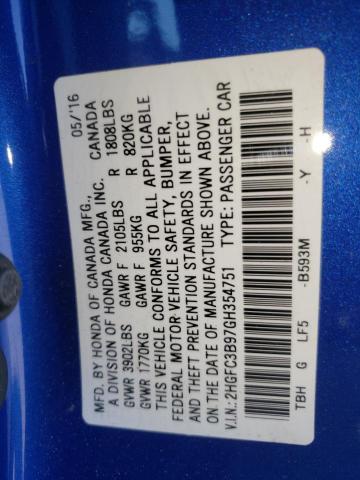 Photo 10 from auction – 2016 HONDA CIVIC TOUR with VIN 2HGFC3B97GH354751