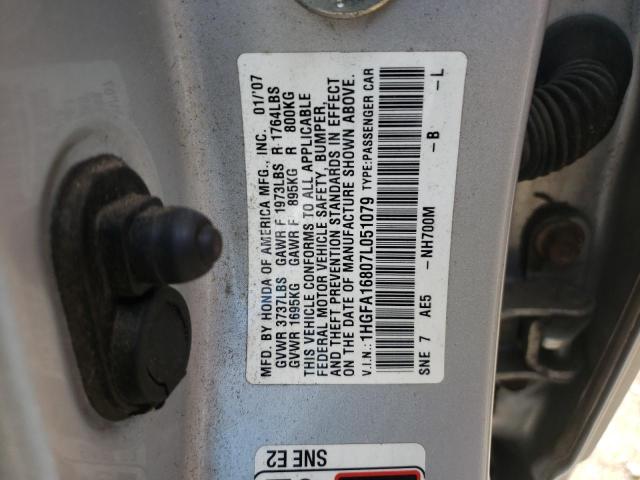 Photo 10 from auction – 2007 HONDA CIVIC EX with VIN 1HGFA16807L051079