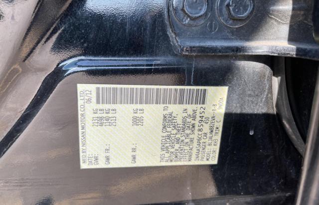 Photo 10 from auction – 2012 NISSAN MAXIMA S with VIN 1N4AA5AP6CC859452