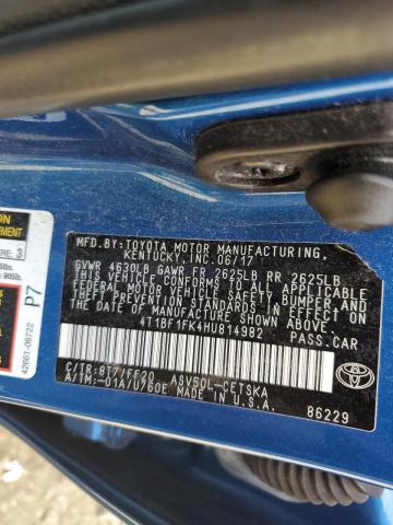 Photo 10 from auction – 2017 TOYOTA CAMRY LE with VIN 4T1BF1FK4HU814982