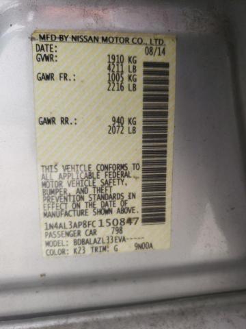 Photo 10 from auction – 2015 NISSAN ALTIMA 2.5 with VIN 1N4AL3AP8FC150847