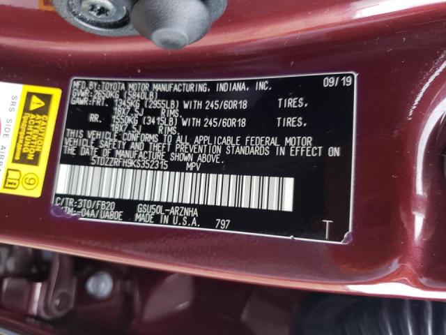Photo 10 from auction – 2019 TOYOTA HIGHLANDER with VIN 5TDZZRFH9KS352315