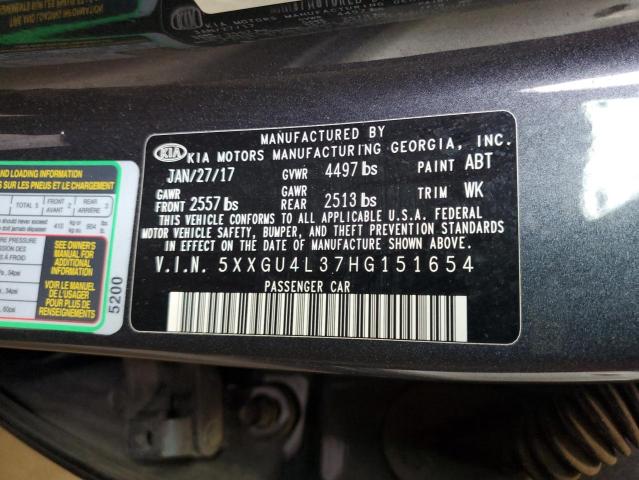 Photo 10 from auction – 2017 KIA OPTIMA EX with VIN 5XXGU4L37HG151654