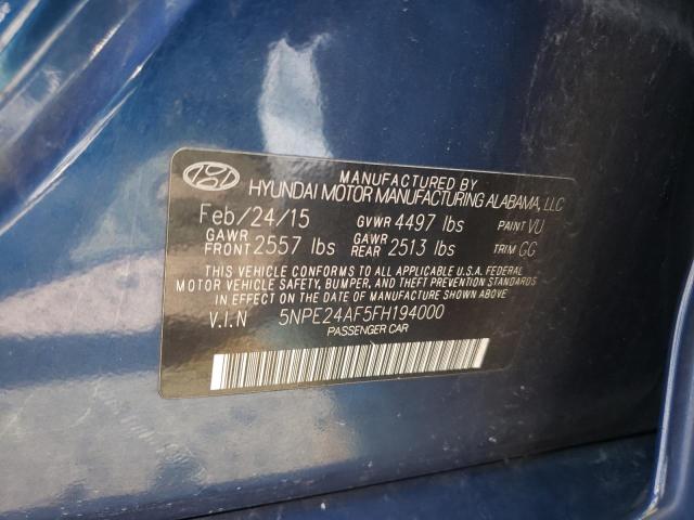 Photo 10 from auction – 2015 HYUNDAI SONATA with VIN 5NPE24AF5FH194000