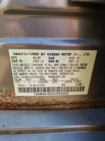 Photo 10 from auction – 2004 NISSAN MAXIMA SE with VIN 1N4BA41E54C849252
