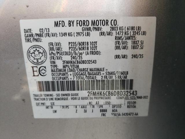 Photo 10 from auction – 2013 FORD FLEX SEL with VIN 2FMHK6C86DBD32543