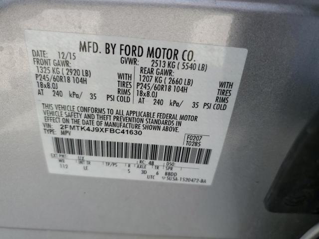 Photo 10 from auction – 2015 FORD EDGE SEL with VIN 2FMTK4J9XFBC41630