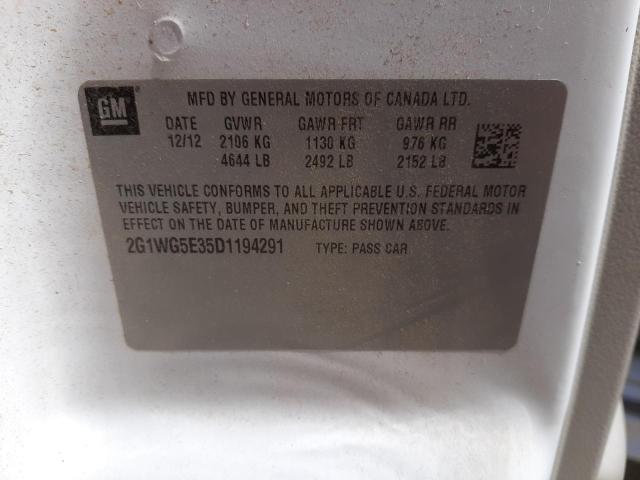 Photo 10 from auction – 2013 CHEVROLET IMPALA LT with VIN 2G1WG5E35D1194291