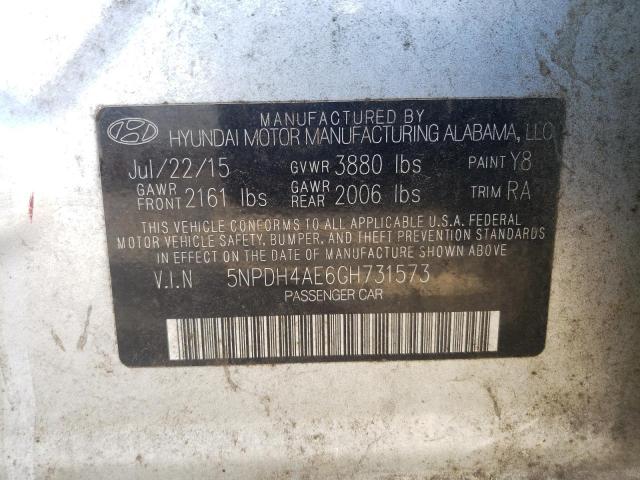 Photo 10 from auction – 2016 HYUNDAI ELANTRA SE with VIN 5NPDH4AE6GH731573
