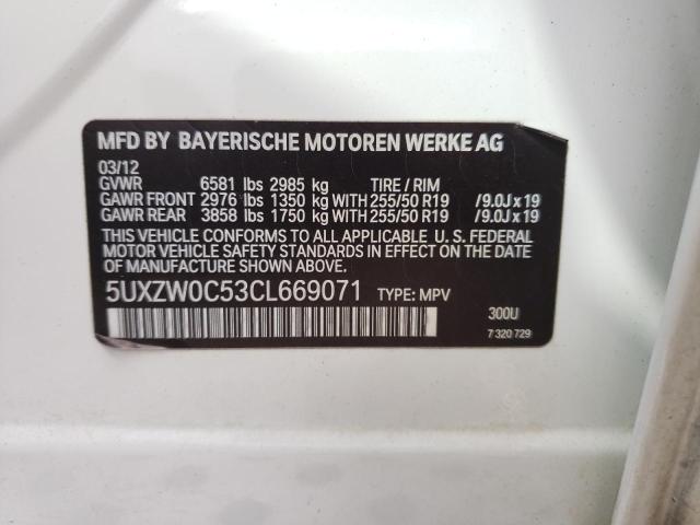 Photo 10 from auction – 2012 BMW X5 XDRIVE3 with VIN 5UXZW0C53CL669071