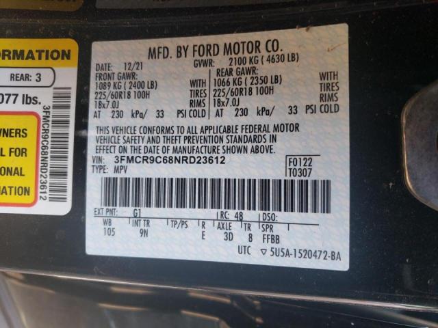 Photo 10 from auction – 2022 FORD BRONCO SPO with VIN 3FMCR9C68NRD23612