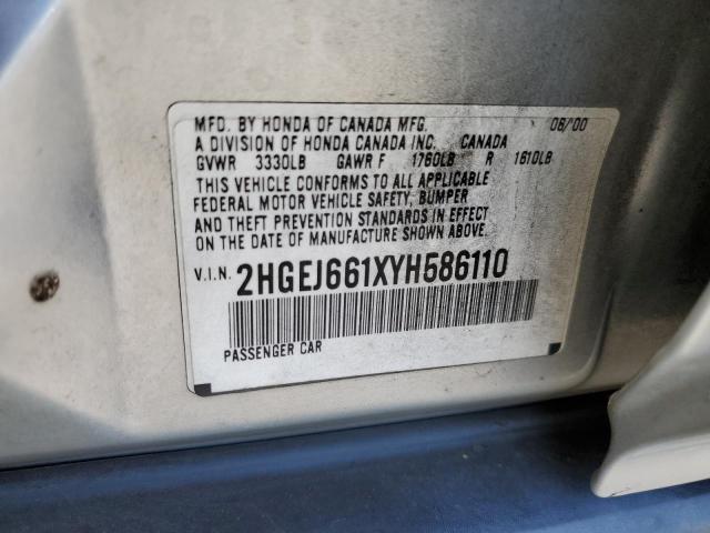 Photo 10 from auction – 2000 HONDA CIVIC BASE with VIN 2HGEJ661XYH586110