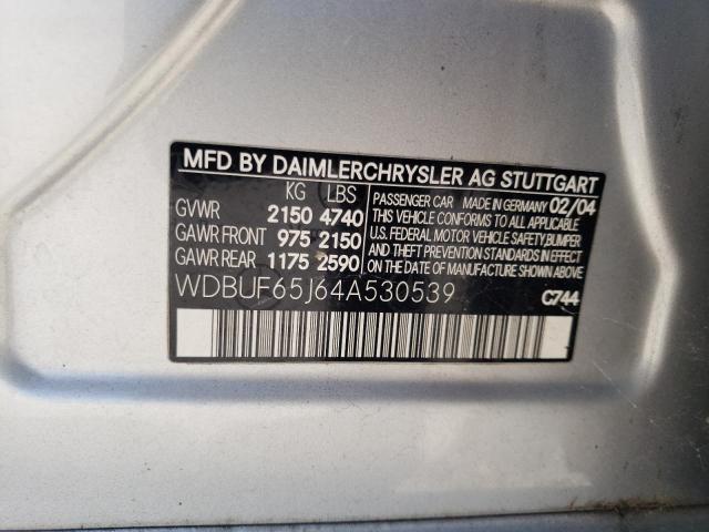 Photo 10 from auction – 2004 MERCEDES-BENZ E 320 with VIN WDBUF65J64A530539