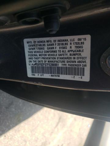 Photo 10 from auction – 2015 HONDA CIVIC LX with VIN 19XFB2F57FE286951