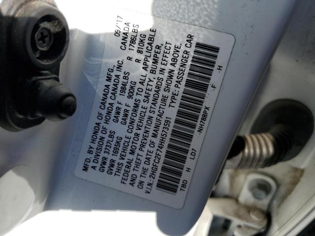 Photo 10 from auction – 2017 HONDA CIVIC EX with VIN 2HGFC2F74HH573591