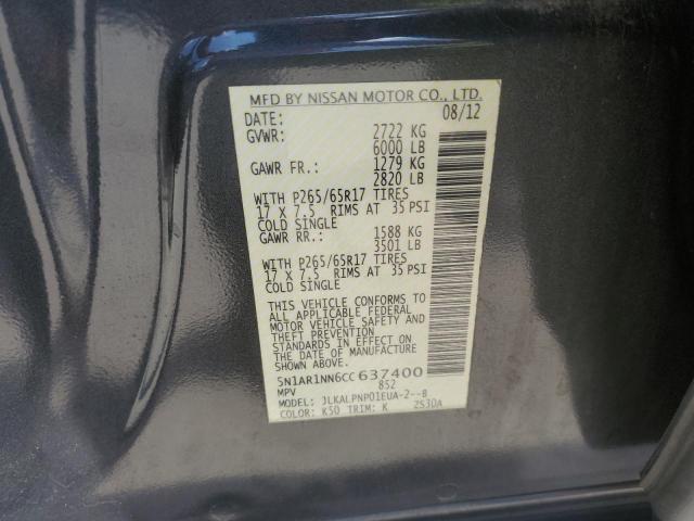 Photo 10 from auction – 2012 NISSAN PATHFINDER with VIN 5N1AR1NN6CC637400