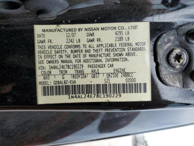 Photo 10 from auction – 2008 NISSAN ALTIMA 2.5 with VIN 1N4AL24E78C190229