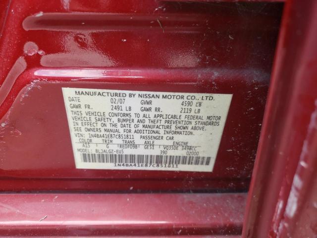 Photo 10 from auction – 2007 NISSAN MAXIMA SE with VIN 1N4BA41E87C851811
